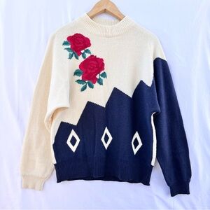 VINTAGE | KORET FLORAL LAMBSWOOL SIZE XL